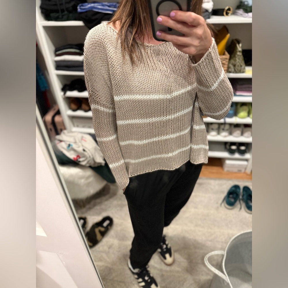 Wooden Ships Key West Striped Cotton Crew Sweater
